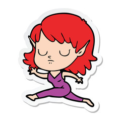 sticker of a cartoon elf girl
