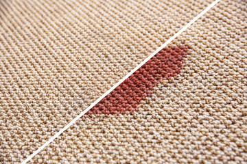 Spilled red wine on carpet