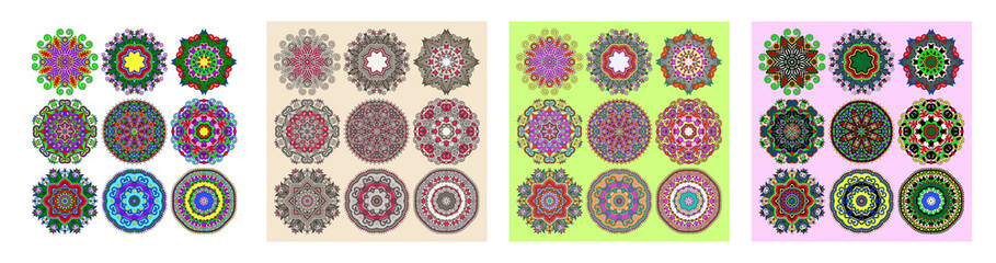 Circle lace ornament, round ornamental geometric doily 