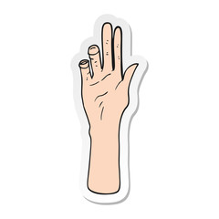 sticker of a cartoon reaching hand
