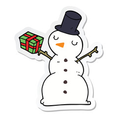 sticker of a cartoon snowman
