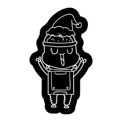 happy cartoon icon of a robot wearing santa hat