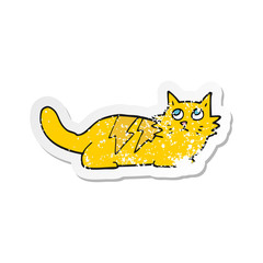 retro distressed sticker of a cartoon cat
