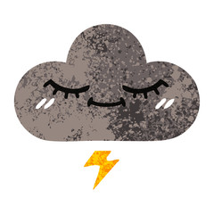 retro illustration style cartoon storm cloud