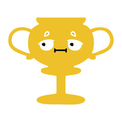flat color retro cartoon trophy