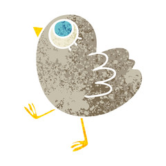 quirky retro illustration style cartoon yellow bird