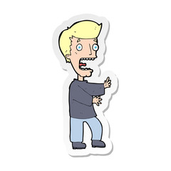 sticker of a cartoon terrified man