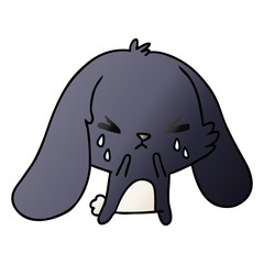 gradient cartoon of cute kawaii sad bunny