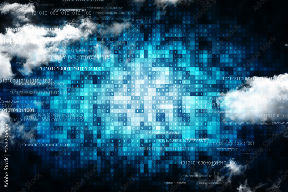 Poster cloud network in abstract technology background. cloud networking concept