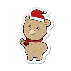 sticker of a cartoon christmas teddy bear