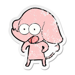 distressed sticker of a cute cartoon elephant