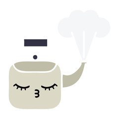 flat color retro cartoon steaming kettle