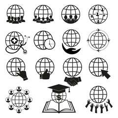 Simple set of globe related outline icons. Elements for mobile concept and web apps. Thin line vector icons for website design and development.