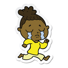 Fototapeta premium sticker of a cartoon crying woman