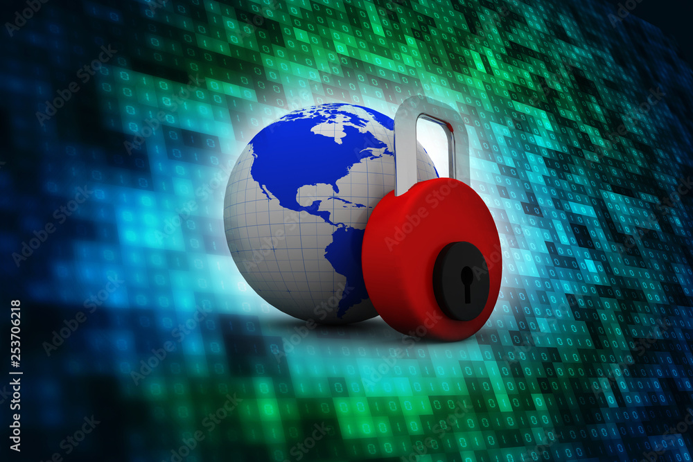 Poster 3d illustration of internet security concept in abstract security background