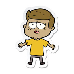 sticker of a cartoon tired man