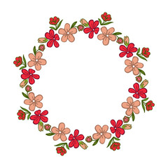 Vector illustration elegant bright colorful wreath frame with greeting card