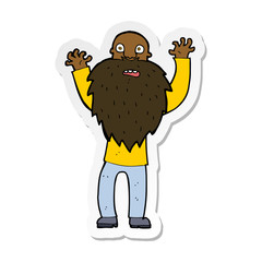 sticker of a cartoon frightened old man with beard