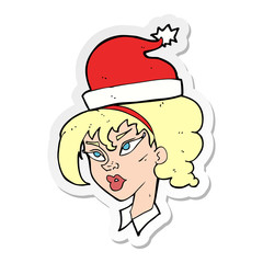 sticker of a cartoon woman ready for christmas