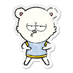 distressed sticker of a bored polar bear cartoon