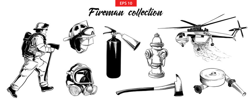 Premium Vector | Smiling firefighter holding a water hose best hand draw  colorful book eps