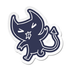 cartoon sticker of a kawaii cute demon