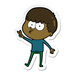 sticker of a cartoon curious boy dancing
