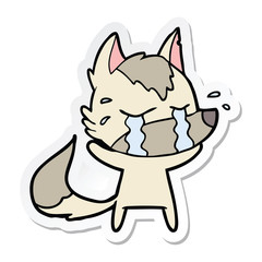 sticker of a cartoon crying wolf