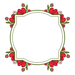 Vector illustration artwork red wreath frame with green leaves