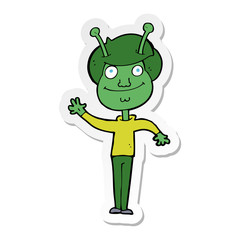 sticker of a cartoon space alien