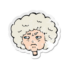 retro distressed sticker of a cartoon bitter old woman