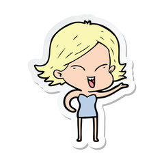 sticker of a happy cartoon girl