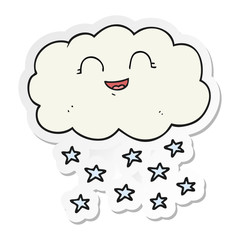 sticker of a cartoon cloud snowing