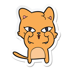 sticker of a cartoon cat rubbing eyes