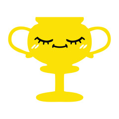 flat color retro cartoon trophy