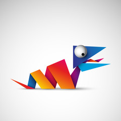 kolorowy wąż origami logo wektor - obrazy, fototapety, plakaty
