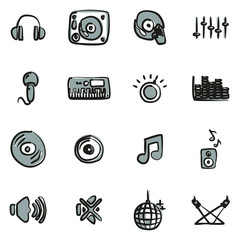 DJ or DJ Equipment Icons Freehand 2 Color