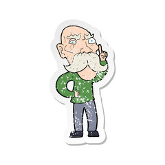 retro distressed sticker of a cartoon annoyed old man