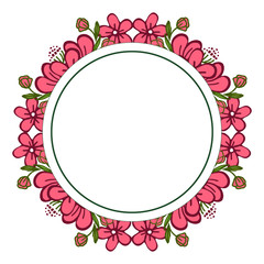 Vector illustration beautiful pink wreath frame with template cards