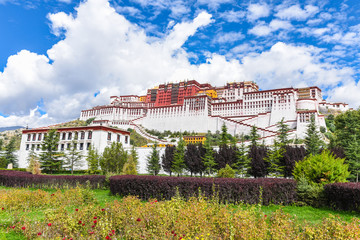  view of the Historic Ensemble of the Potala Palace in Lhasa, Tibet, China, which it is now a...