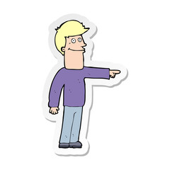 sticker of a cartoon man pointing