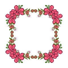 Vector illustration beautiful pink wreath frame with template cards
