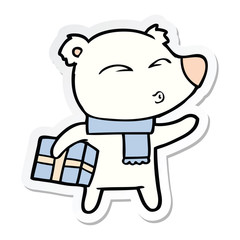 Fototapeta premium sticker of a cartoon christmas polar bear