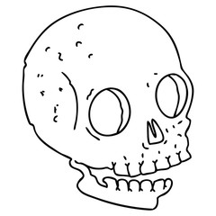 quirky line drawing cartoon skull