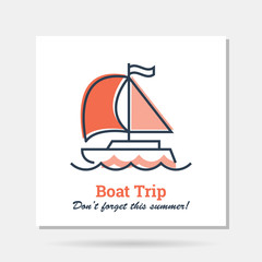 Vector simple company logo example - Boat Trip