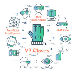 Vector virtual reality concept - VR gloves