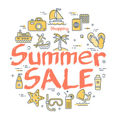 Colorful icons in summer sale theme