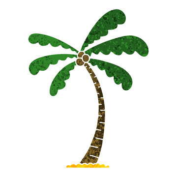 quirky retro illustration style cartoon palm tree