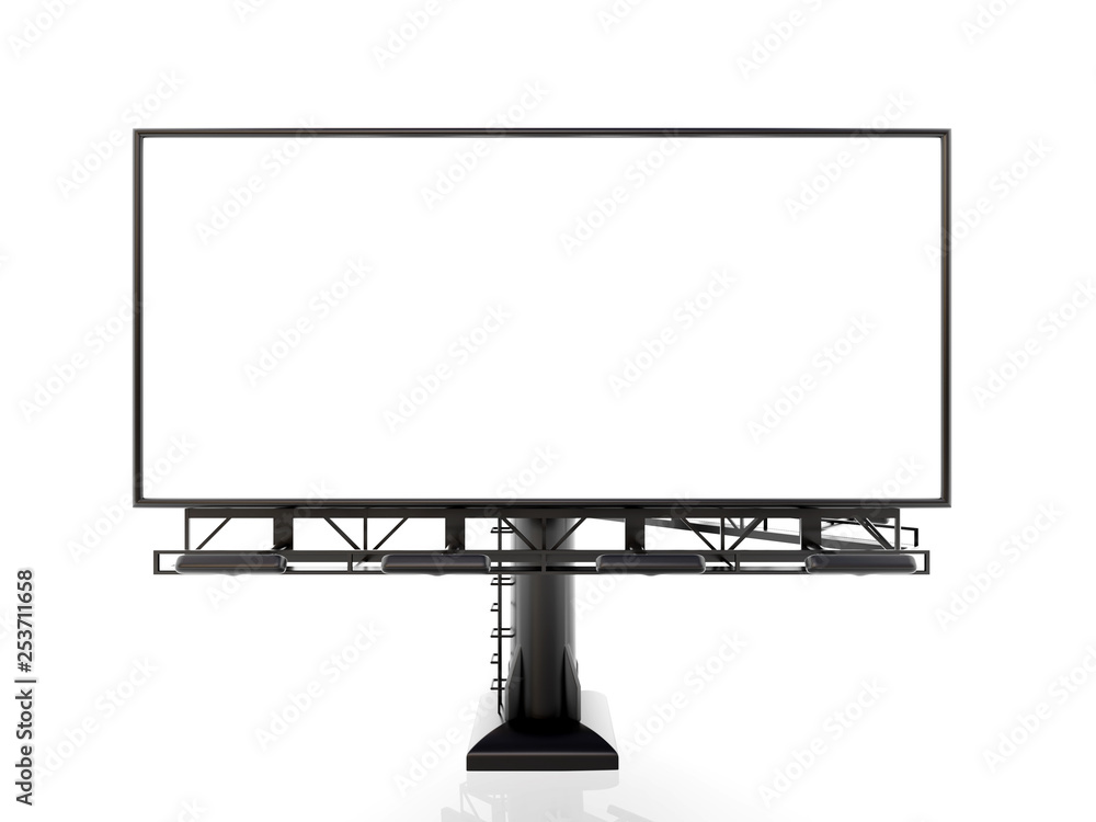 Wall mural 3d rendering of blank billboard (empty advertisement) isolated on white background - mock up templat