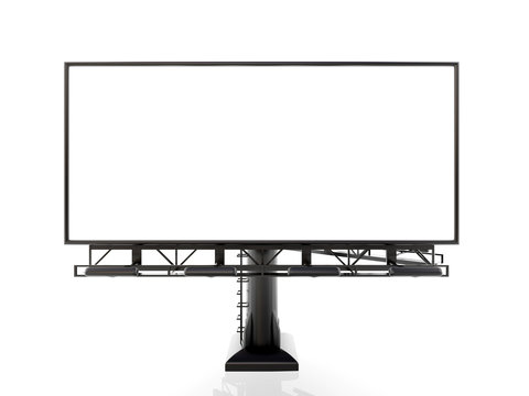 3D rendering of blank billboard (empty advertisement) isolated on white background - mock up template